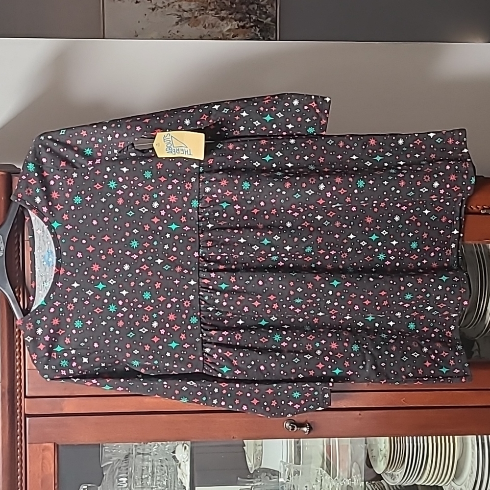 THEREABOUTS BRAND GIRL'S BLACK DRESS WITH MULTI-COLORED STARS SIZE XL 16
